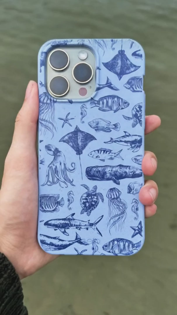 Powder Blue Marine Life iPhone 13 Pro Case