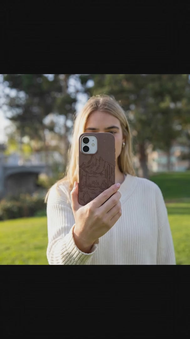 Chocolate Brown Desert Run iPhone 15 Case - Product video demonstration