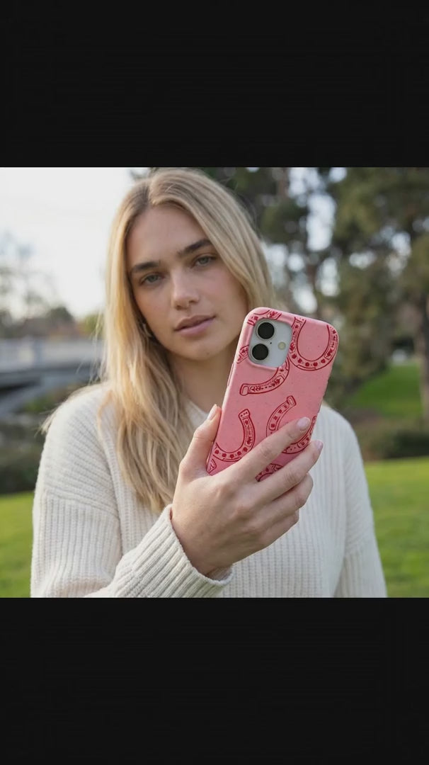 Bubblegum Pink Lucky Horseshoe iPhone 16 Pro Case - Product video demonstration