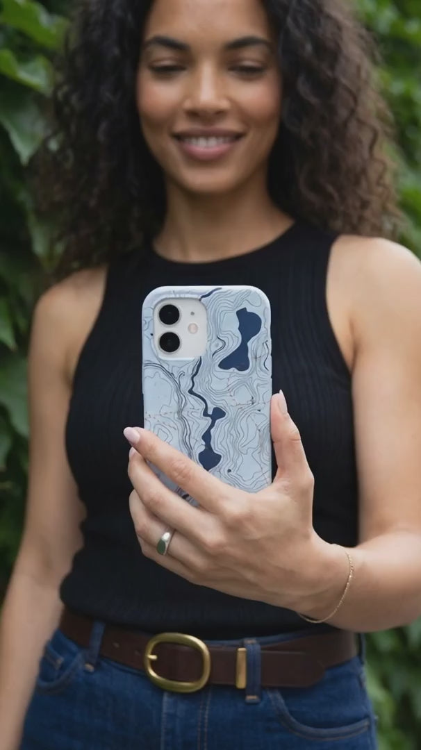 Powder Blue Contour Lines iPhone 12 Mini Case