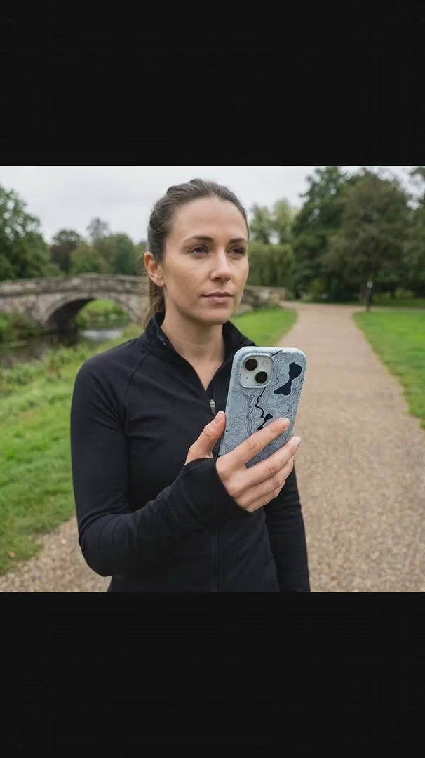 Powder Blue Contour Lines iPhone 16 Pro Case - Product video demonstration