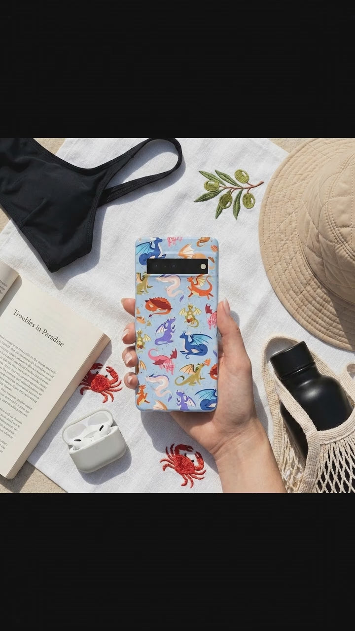 Powder Blue Dragon Cuties Google Pixel 7 Case - Product video demonstration