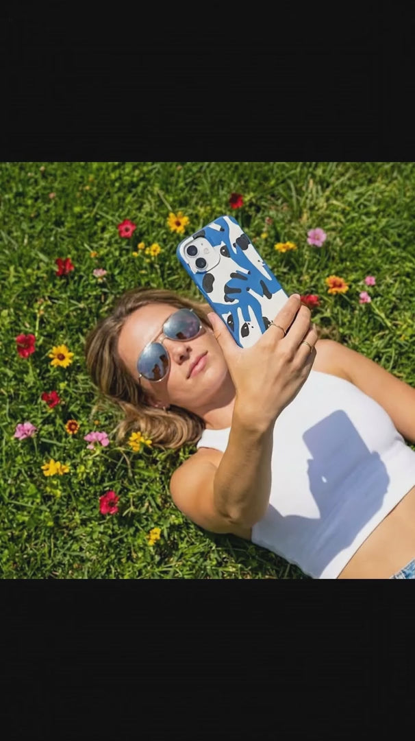 Electric Blue Cat Cow iPhone 16 Case - Product video demonstration