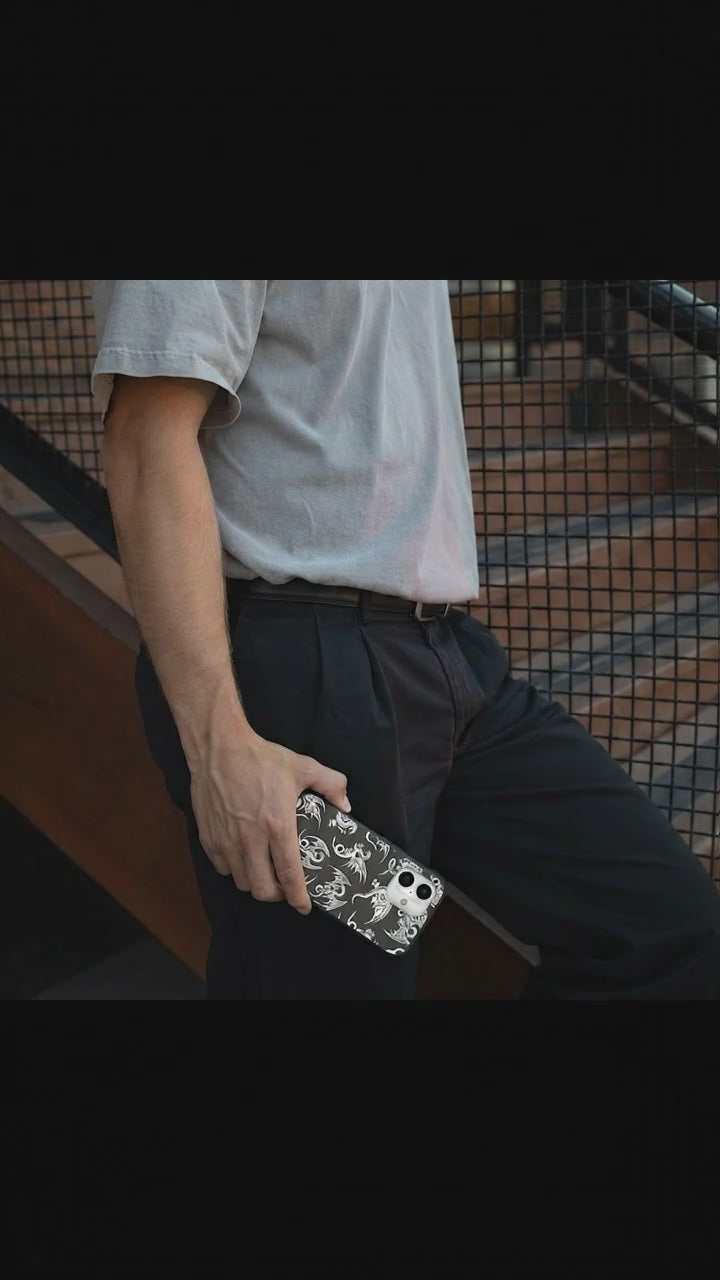 Black Mythical Dragons iPhone 17 Case - Product video demonstration