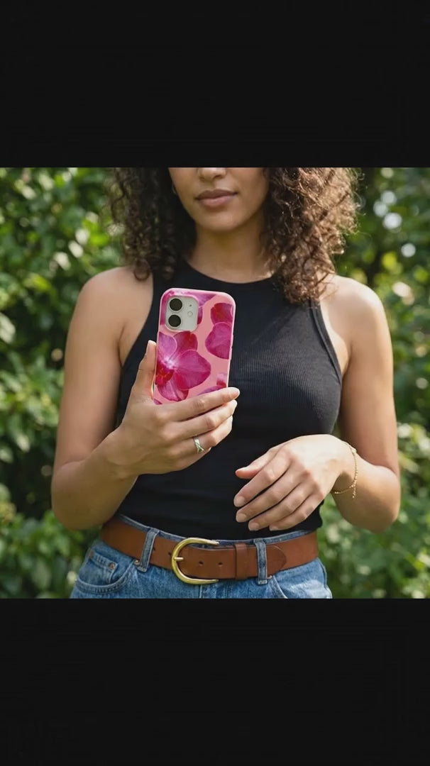 Bubblegum Pink Pink Orchids iPhone 15 Pro Case - Product video demonstration