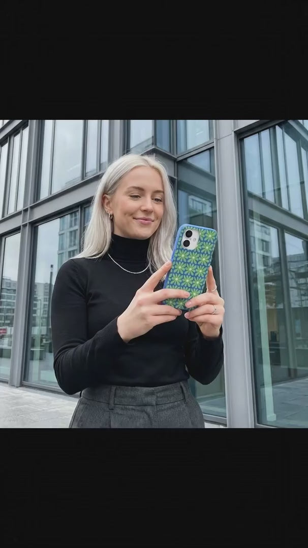 Electric Blue Flower Child iPhone 16 Pro Max Case - Product video demonstration