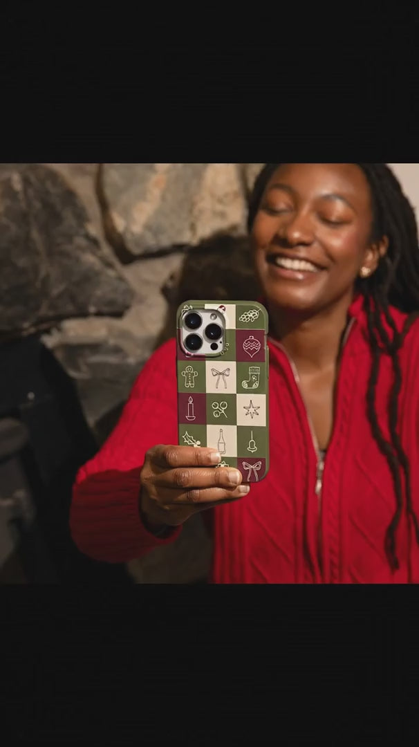 Forest Floor Holiday Squares iPhone 16 Case - Product video demonstration