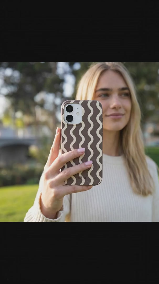 Chocolate Brown Latte Waves iPhone 16 Case - Product video demonstration