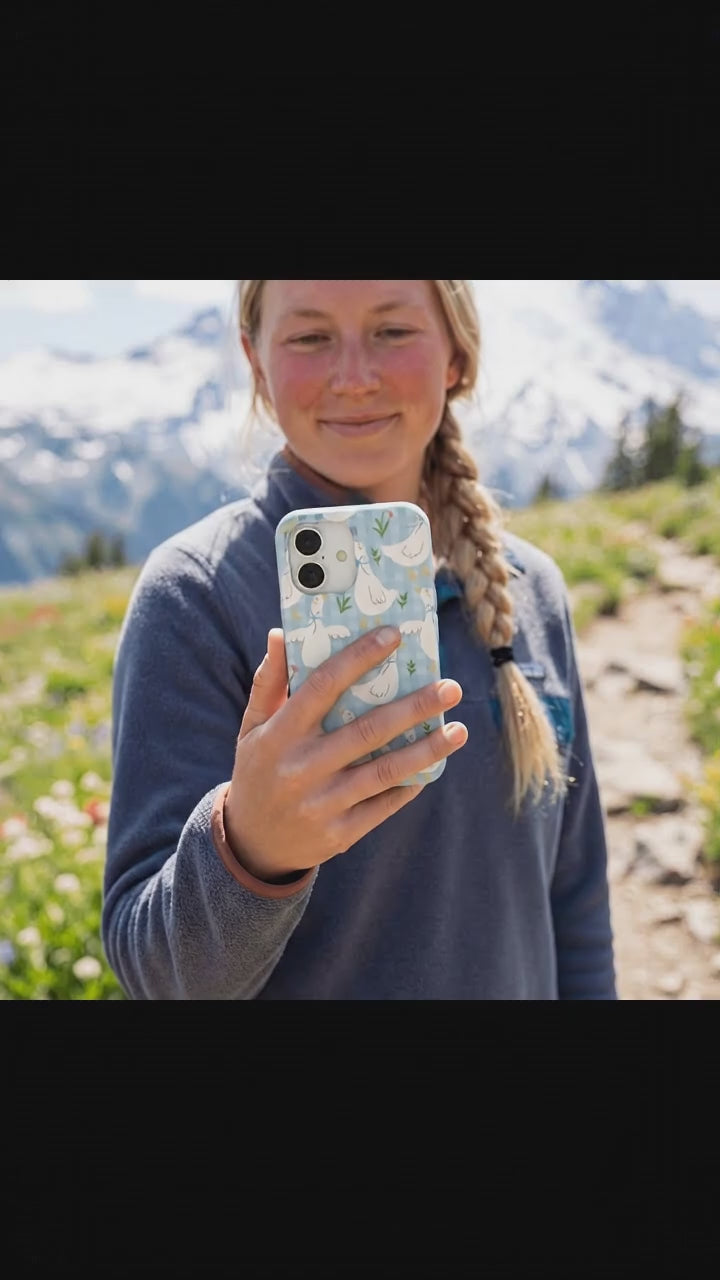 Powder Blue Blooming Quackers iPhone 17 Case - Product video demonstration