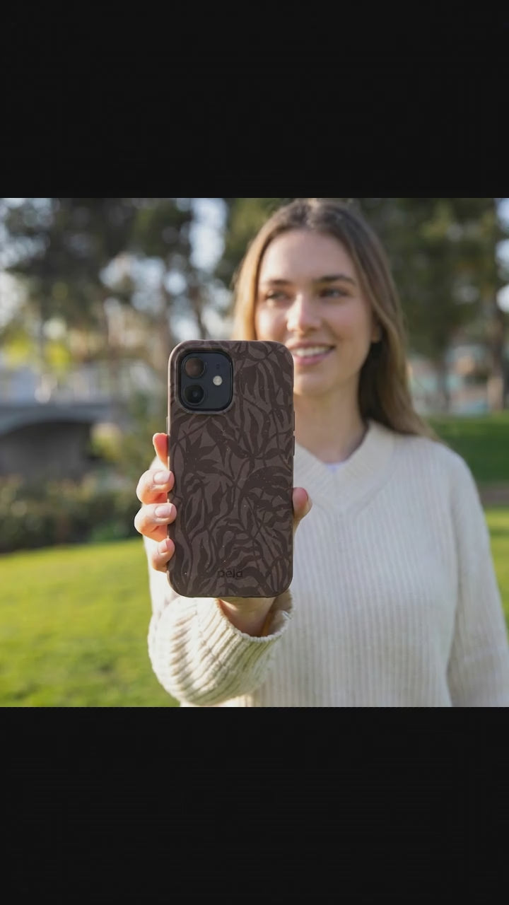 Chocolate Brown Rustic Leaves iPhone 17 Case - Product video demonstration