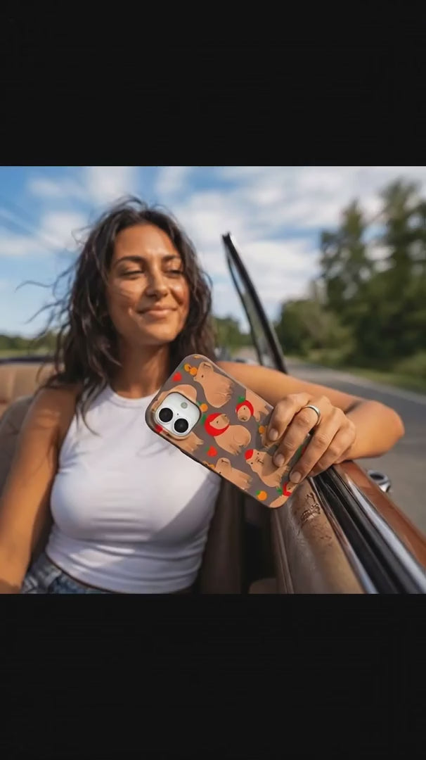 Chocolate Brown Sweet Capybaras iPhone 15 Case - Product video demonstration