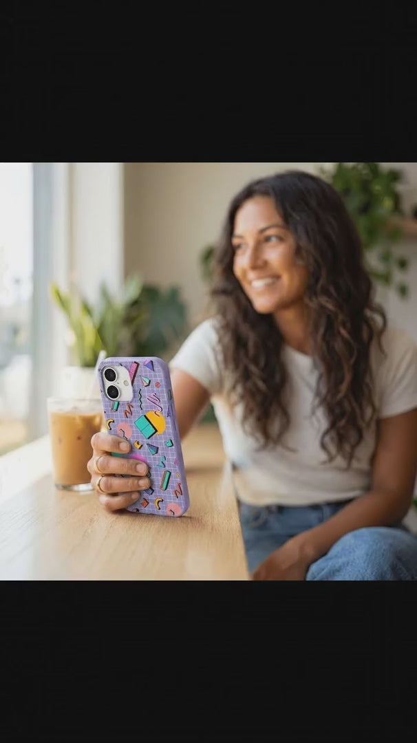 Lavender Retro Grid iPhone 16 Pro Max Case - Product video demonstration