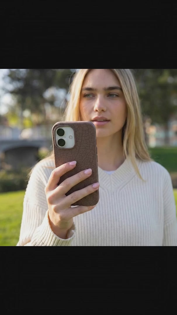 Chocolate Brown Leaf Veins iPhone 16 Pro Case - Product video demonstration