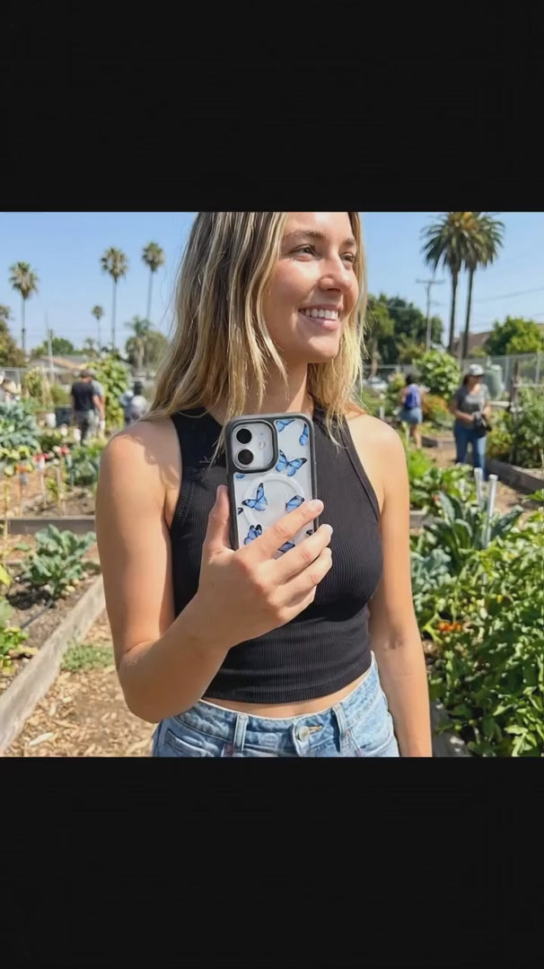 Clear Blue Butterflies iPhone 17 Pro Case With Noir Ridge (MagSafe included) - Product video demonstration