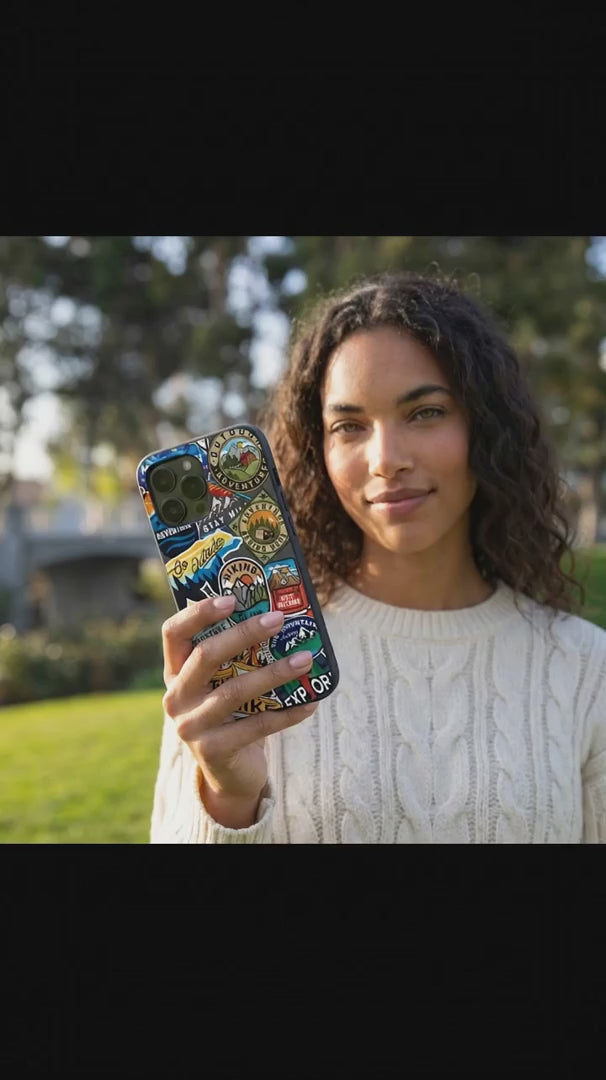 Black Trail Stickers iPhone 16 Pro Max Case - Product video demonstration