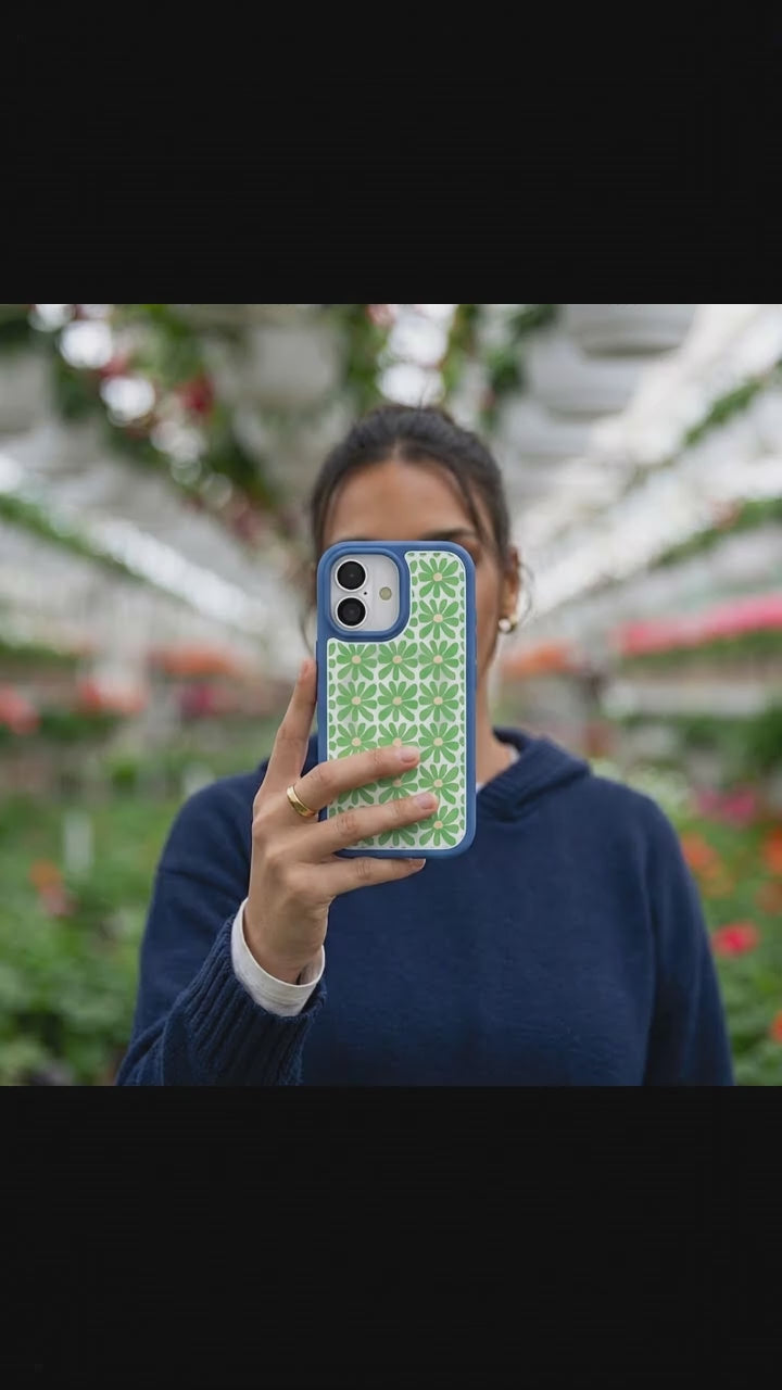 Clear Flower Child iPhone 17 Case With True Blue Ridge (MagSafe included) - Product video demonstration