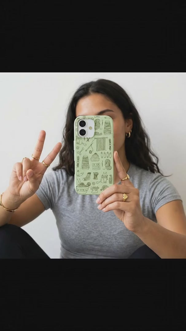 Sage Green Knit Nook iPhone 15 Pro Case - Product video demonstration