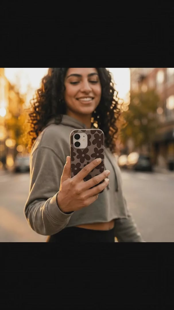 Chocolate Brown Earthy Blooms iPhone 15 Case - Product video demonstration