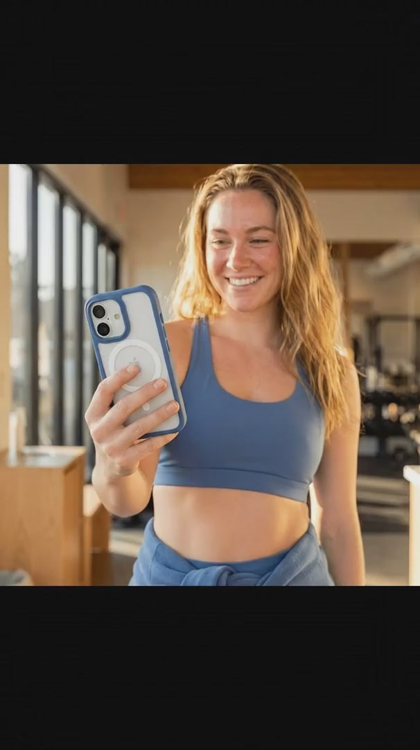 Clear iPhone 17 Pro Case with True Blue Ridge (MagSafe Included) - Product video demonstration