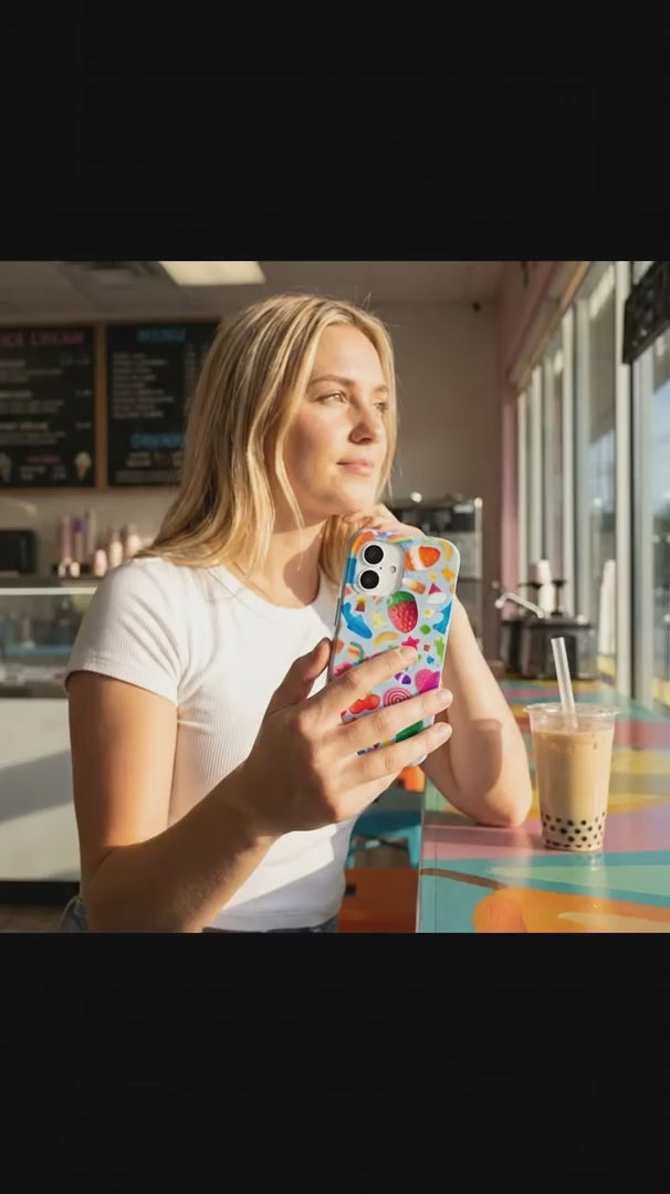 Powder Blue Super Gummies iPhone 14 Case - Product video demonstration