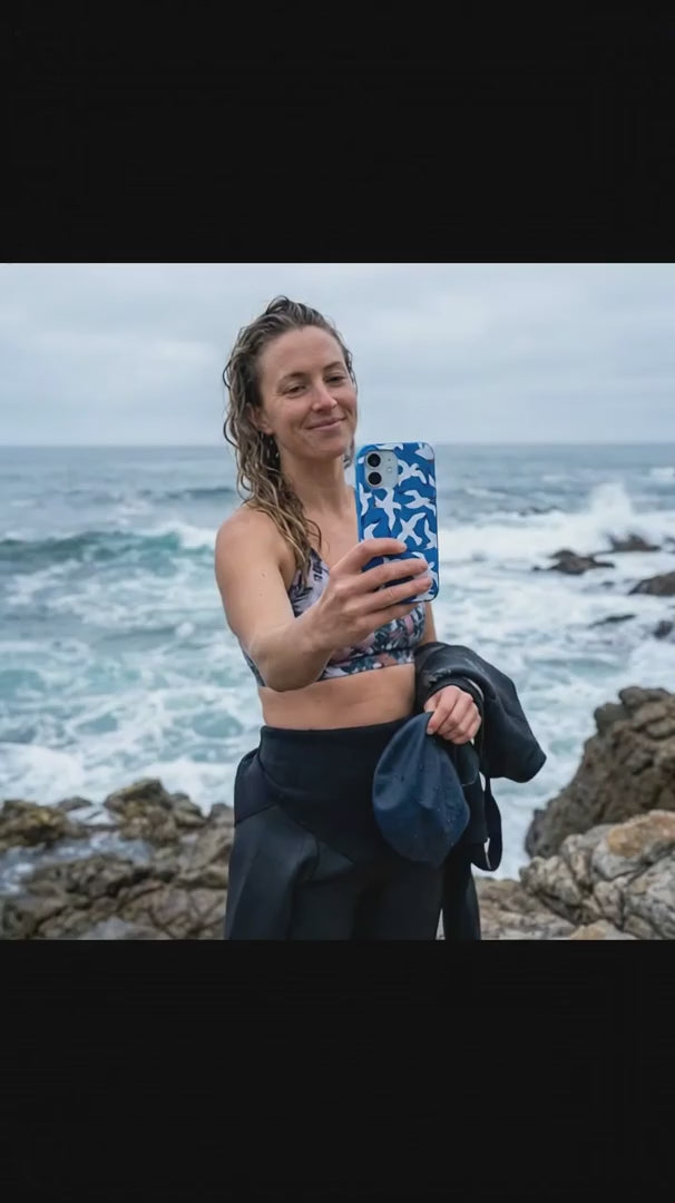 Electric Blue Seagulls iPhone 16 Pro Case - Product video demonstration