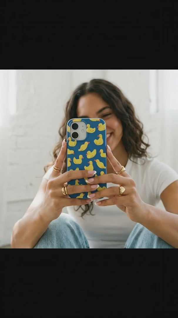Electric Blue Sunny Ducklings iPhone 15 Pro Case - Product video demonstration