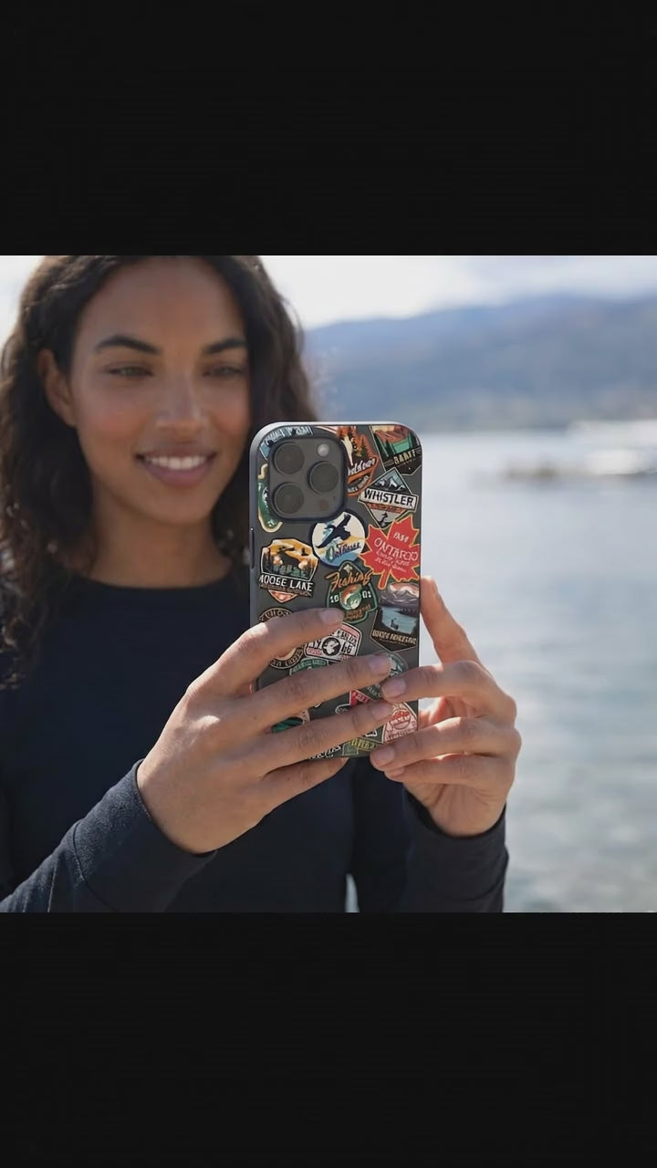 Black Canadian Stickers iPhone 17 Case - Product video demonstration