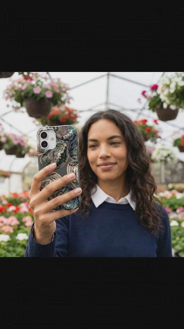 Black Abalone Shells iPhone 16 Case - Product video demonstration