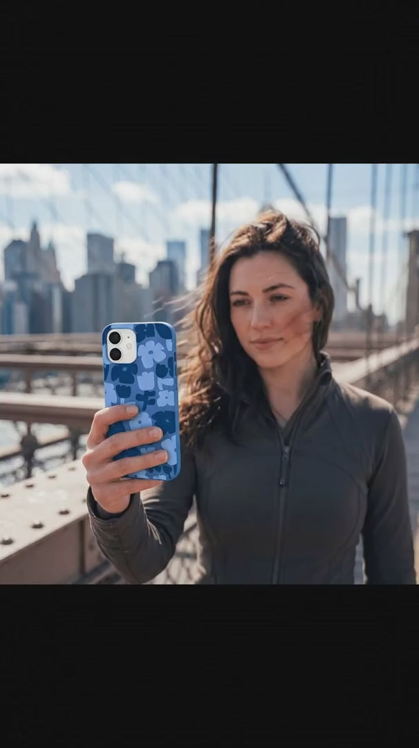 Electric Blue Daydream Blooms iPhone 15 Case - Product video demonstration