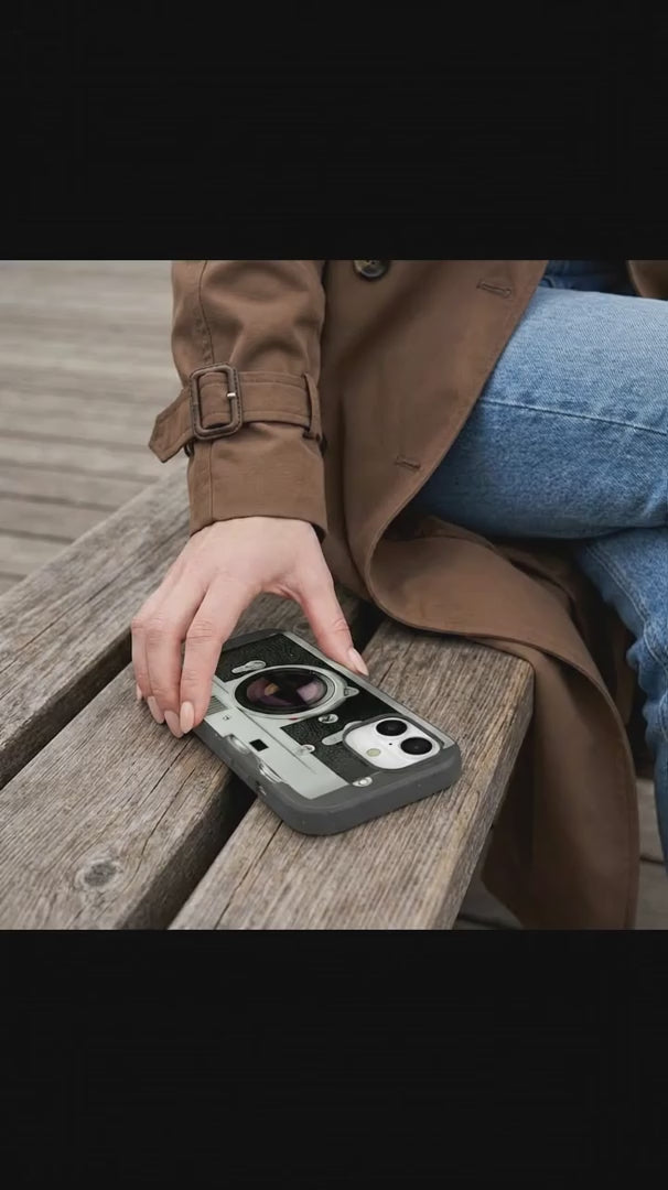 Black Vintage Camera iPhone 16 Case - Product video demonstration