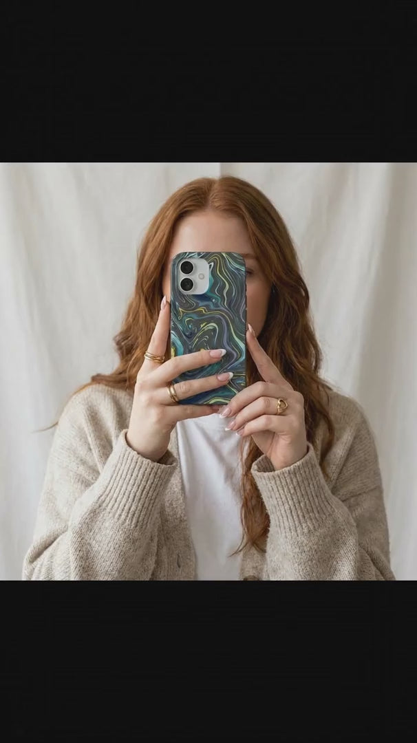 Black Space Waves iPhone 16 Case - Product video demonstration