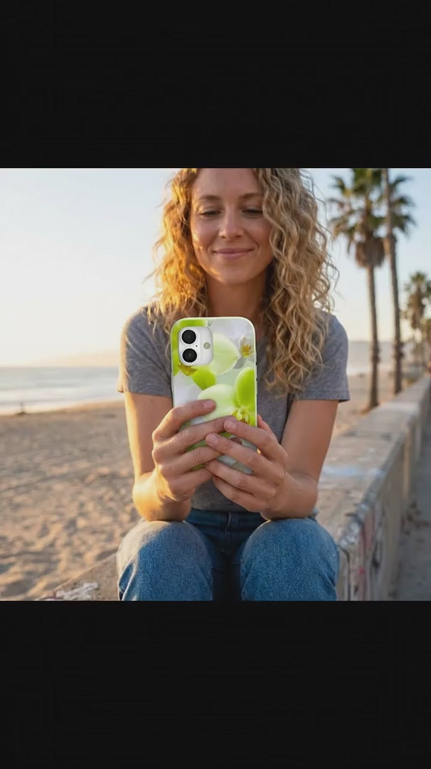Sage Green Orchid Blooms iPhone 15 Case - Product video demonstration