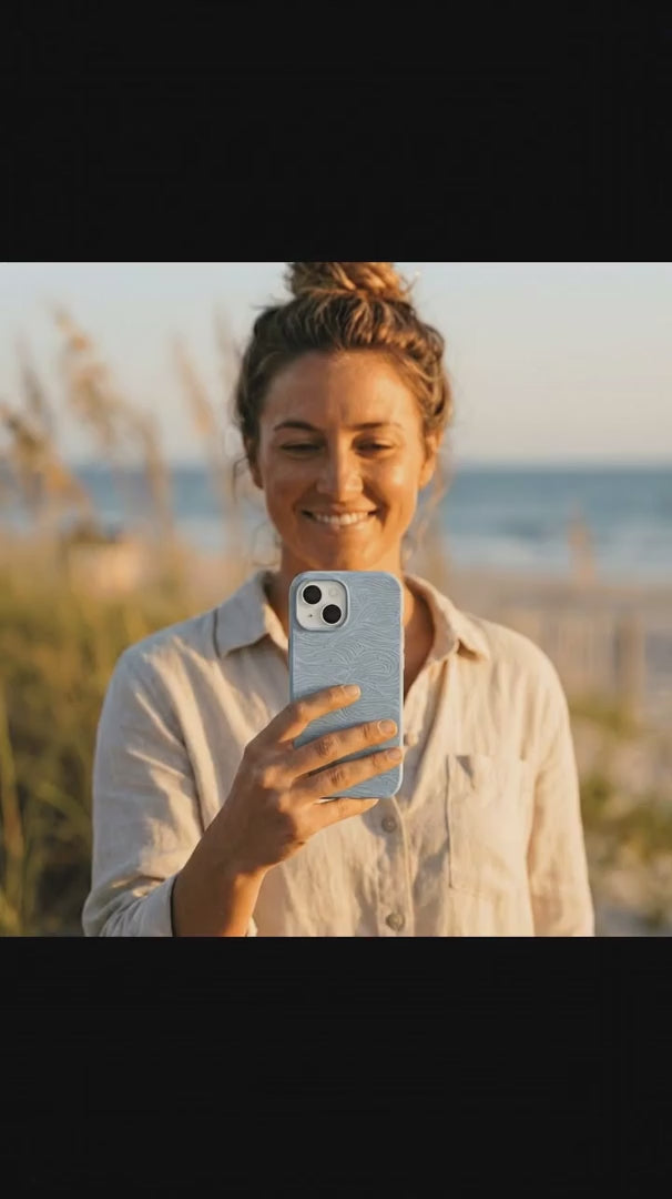 Powder Blue Ebb and Flow iPhone 16 Pro Case - Product video demonstration