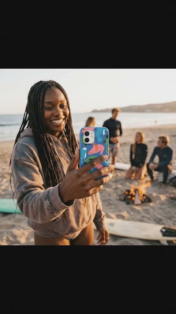 Electric Blue Sea Cows iPhone 16 Pro Max Case - Product video demonstration
