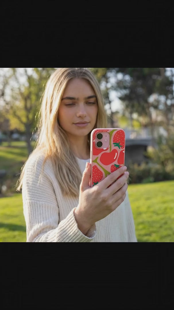 Bubblegum Pink Cherry Berry iPhone 16 Case - Product video demonstration