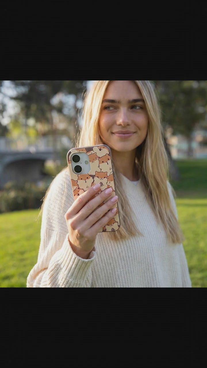 Chocolate Brown Happy Hamsters iPhone 17 Case - Product video demonstration