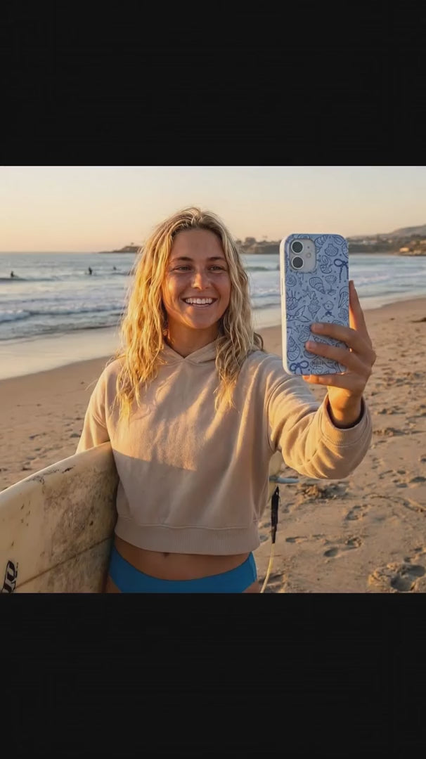 Powder Blue Ocean Charms iPhone 16 Pro Case - Product video demonstration