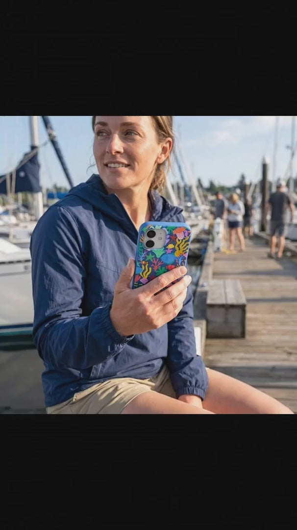 Electric Blue Underwater Blooms iPhone 15 Pro Case - Product video demonstration