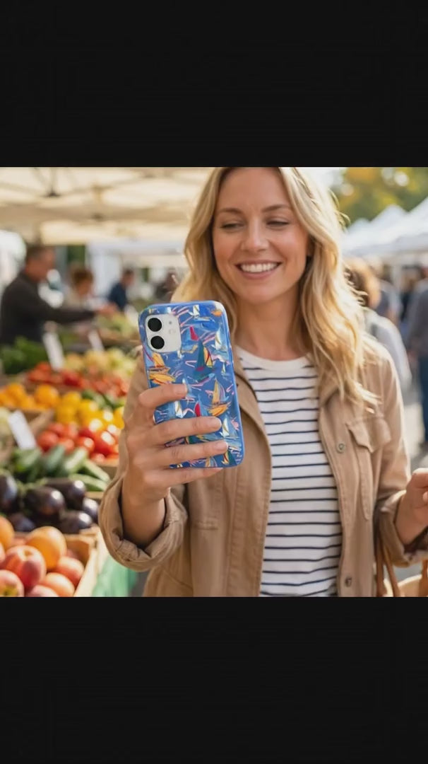 Electric Blue Dockside Dreams iPhone 16 Pro Max Case - Product video demonstration