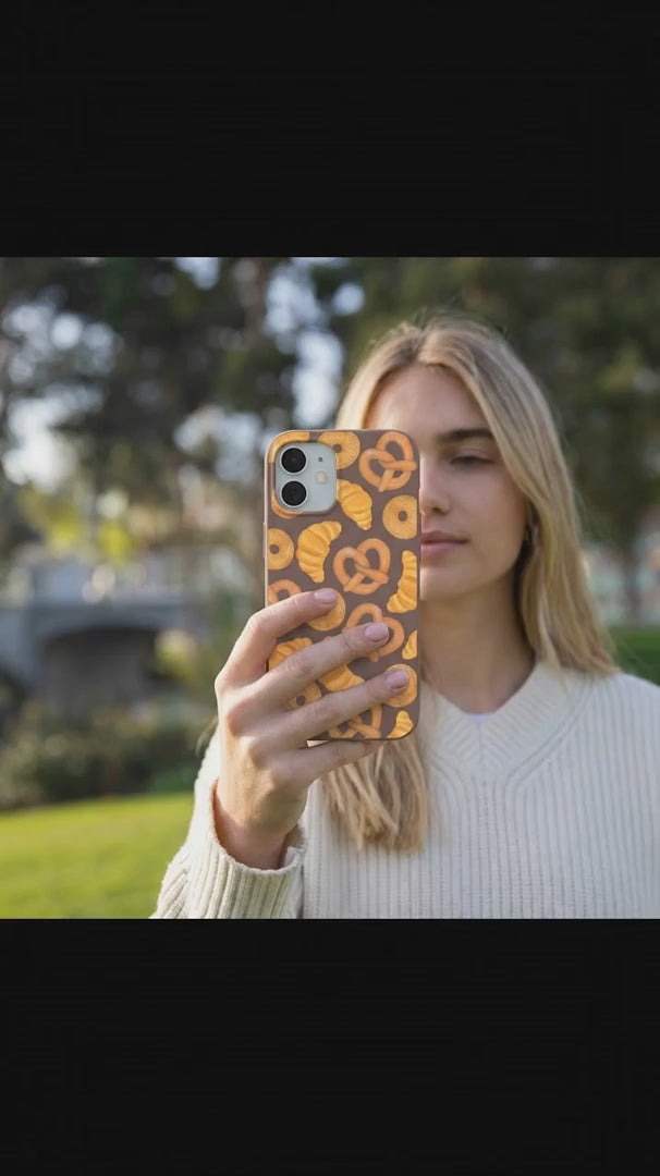 Chocolate Brown Baked Goodies iPhone 15 Case - Product video demonstration