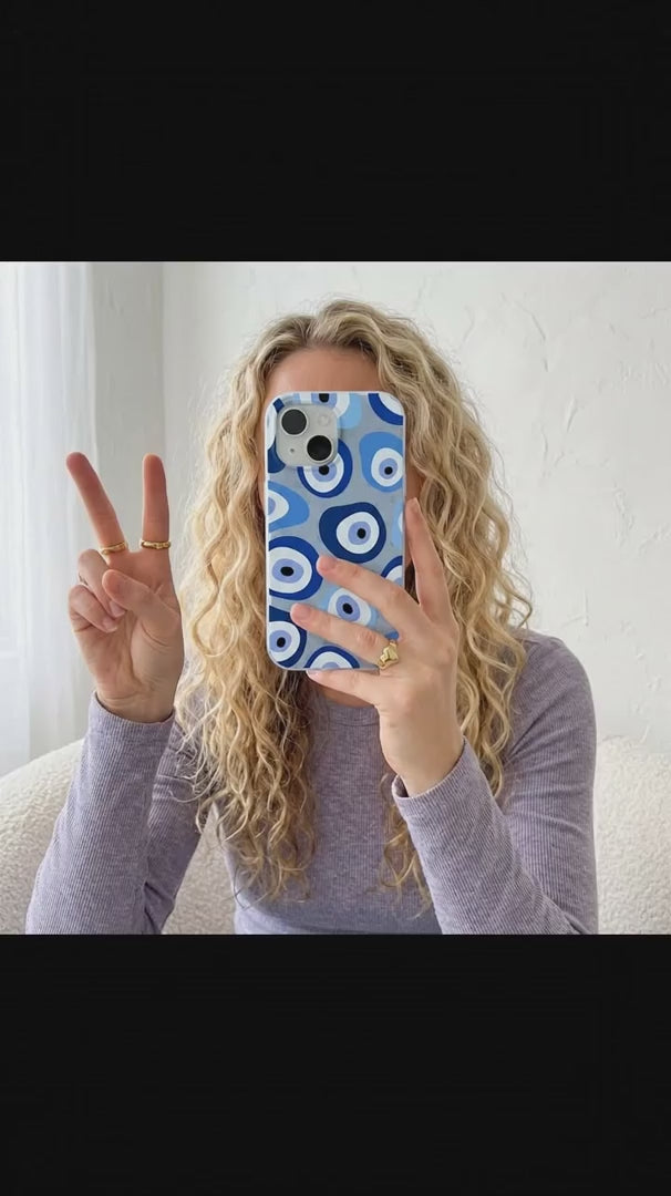Powder Blue Evil Eye iPhone 16 Pro Case - Product video demonstration