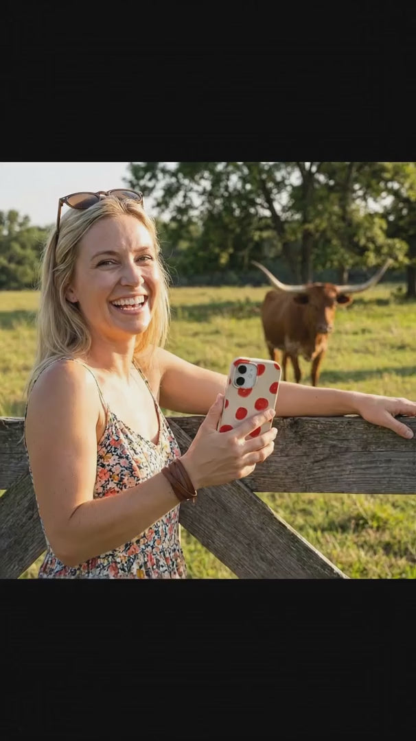 Seashell Cheery Dots iPhone 15 Case - Product video demonstration