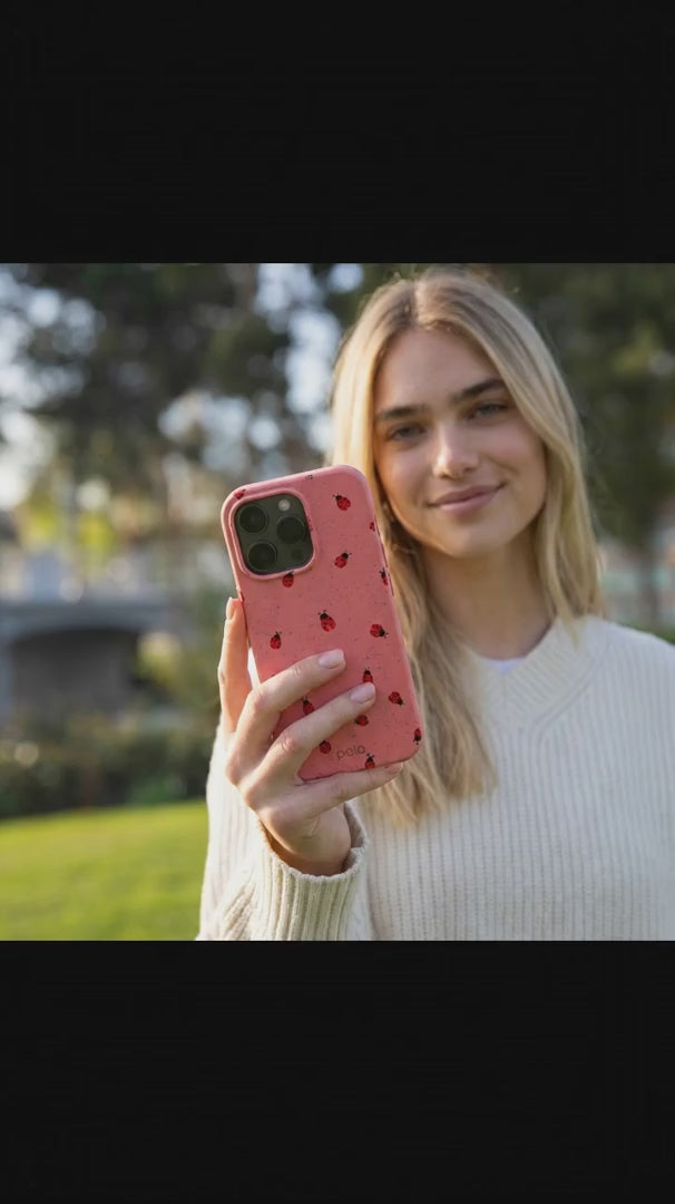 Bubblegum Pink Rosy Ladybug iPhone 16 Pro Max Case - Product video demonstration