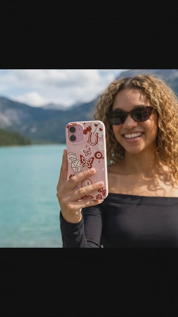 Bubblegum Pink Feeling Lucky iPhone 16 Pro Max Case - Product video demonstration