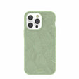 Coque iPhone 14 Pro Max à motif feuilles luxuriantes vert sauge