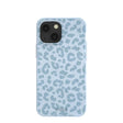 Coque iPhone 13 Mini motif léopard bleu ciel poudre