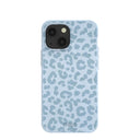 Coque iPhone 13 Mini motif léopard bleu ciel poudre