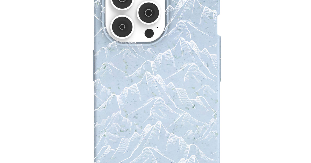 Powder Blue Snowy Mountains iPhone 14 Pro Case – Pela Case