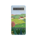 Coque Google Pixel 6a bleu poudre à motif campagne ensoleillée