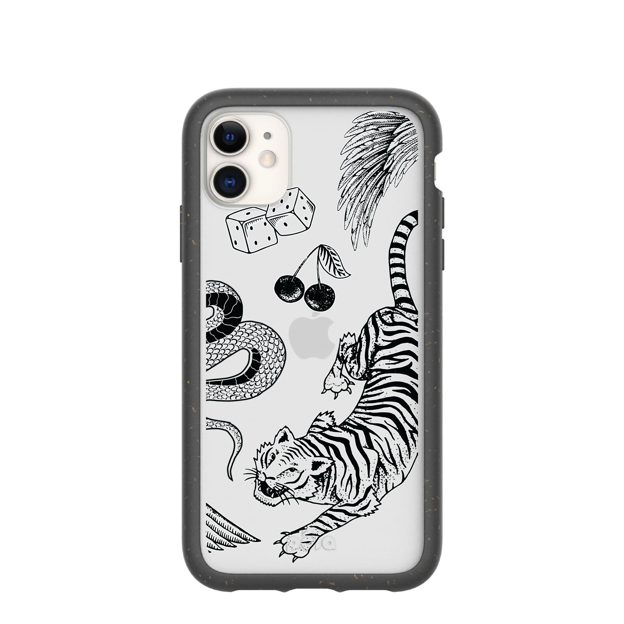 Clear Tiger Luck iPhone 11 Case With Black Ridge – Pela Case